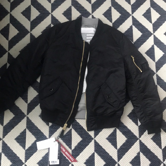 Black reversible bomber jacket alpha industries - Picture 1 of 4
